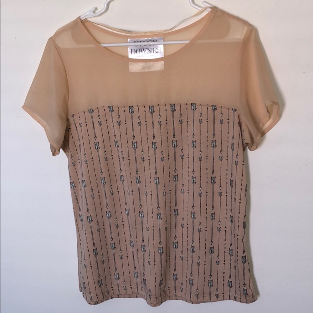 Urban outfitters arrow shirt with sheer shoulders